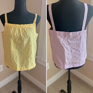 Copper Key Set of 2 Spaghetti Strap Tops Sz Med Yellow Lavender Cami Babydoll Q4